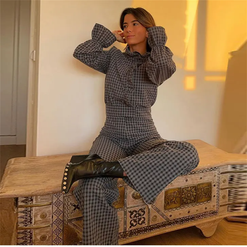 Kabarcık Kollu Ekose Uzun Tulum